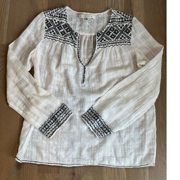 Cotton Embroidered Boho Peasant Top Long Sleeves - Picture 6 of 8